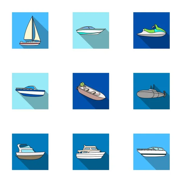 Transport maritime, bateaux, navires. Pour transporter les gens, les orages. Icône de transport maritime et maritime dans la collection ensemble sur l'illustration de stock de symbole vectoriel de style plat . — Image vectorielle