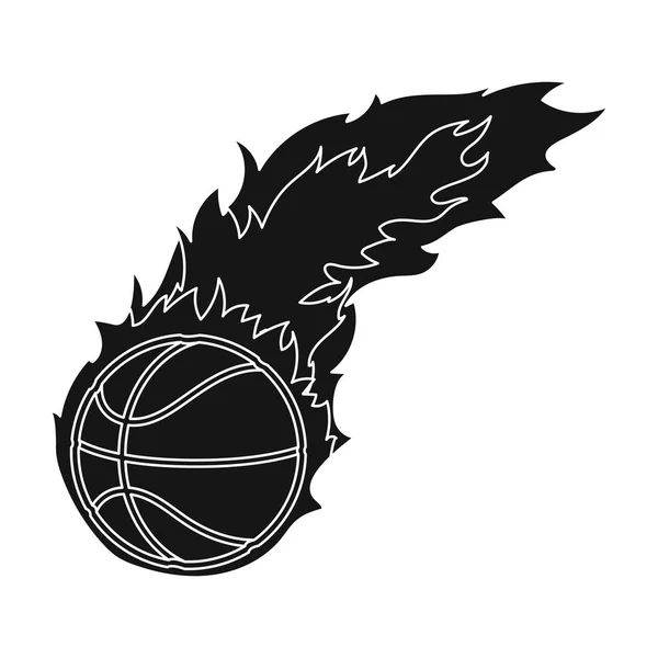 Fireball.Basketball único ícone no estilo preto símbolo vetorial web ilustração estoque . — Vetor de Stock