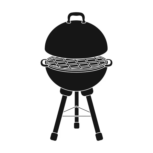Grill para churrasco.BBQ ícone único em estilo preto símbolo vetorial web ilustração estoque . — Vetor de Stock