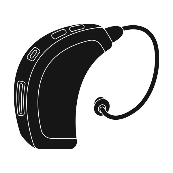Auxílio auditivo.Ícone único de velhice em estilo preto símbolo vetorial ilustração web . —  Vetores de Stock