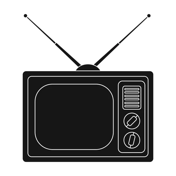 Antiguo TV.Old edad único icono en negro estilo vector símbolo stock ilustración web . — Archivo Imágenes Vectoriales