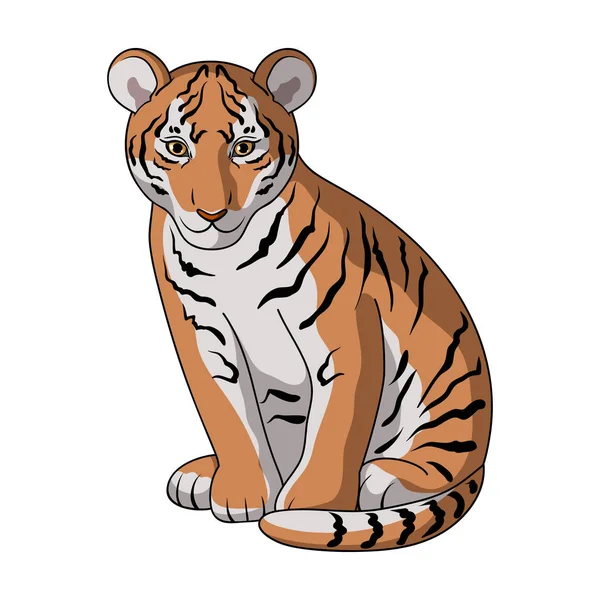 Joven tigre. Animales icono único en el estilo de dibujos animados vector símbolo stock ilustración web . — Vector de stock