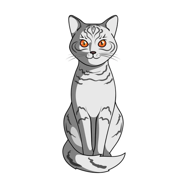 회색 고양이입니다. 동물 만화 스타일 벡터 기호 재고 일러스트 웹에서 아이콘을 단일. — 스톡 벡터