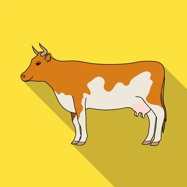 평면 스타일 벡터 기호 재고 일러스트 웹에서 Cow.Animals 단일 아이콘. — 스톡 벡터