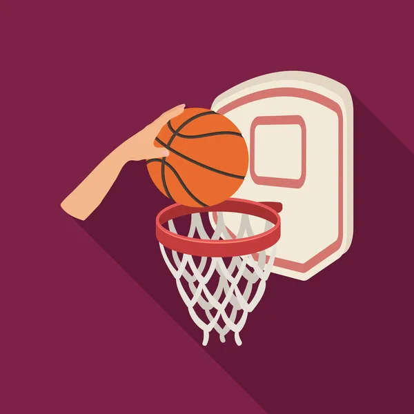 Рука з м'ячем біля кошика. Баскетбольна одинарна іконка у плоскому стилі Векторний символ стокової ілюстрації веб . — стоковий вектор