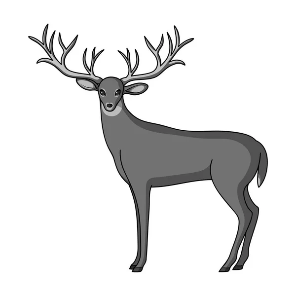 Deer with big horns.Animals single icon in monochrome style vector symbol stock illustration web. — Stock Vector
