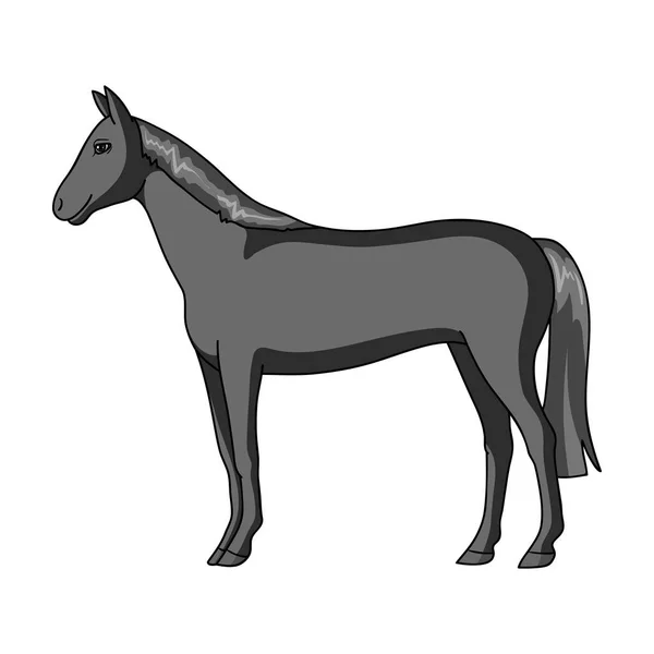 Horse.Animals icône unique dans le style monochrome vecteur symbole illustration web stock . — Image vectorielle