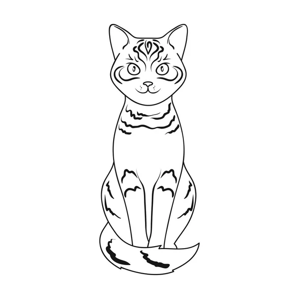 회색 고양이입니다. 동물 단일 개요 스타일 벡터 기호 재고 일러스트 웹에서 아이콘. — 스톡 벡터