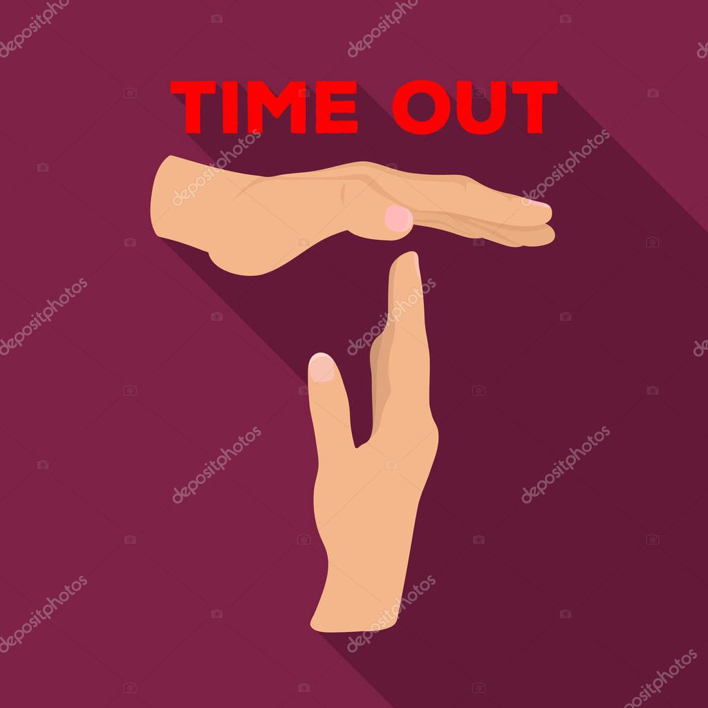 Gesture of a time out.Basketball single icon in flat style vector symbol stock illustration .