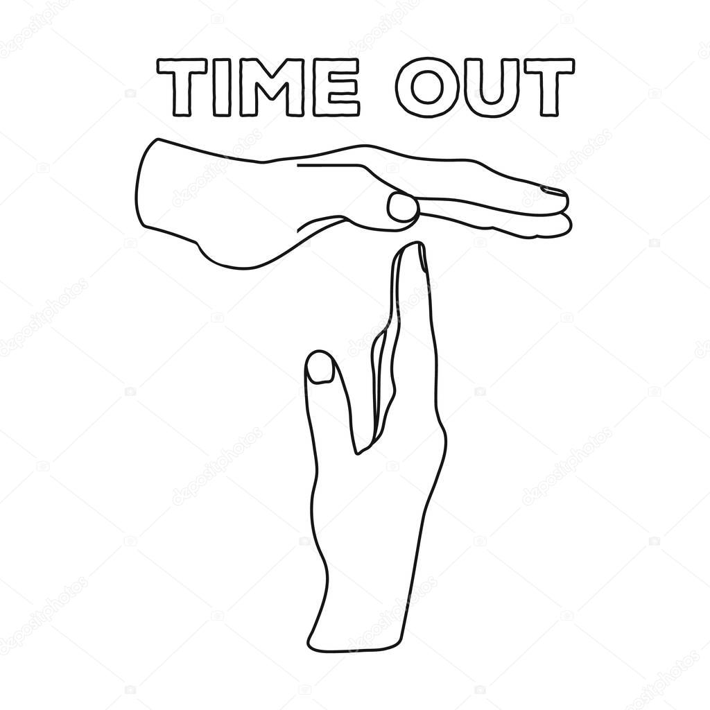 Gesture of a time out.Basketball single icon in outline style vector symbol stock illustration .