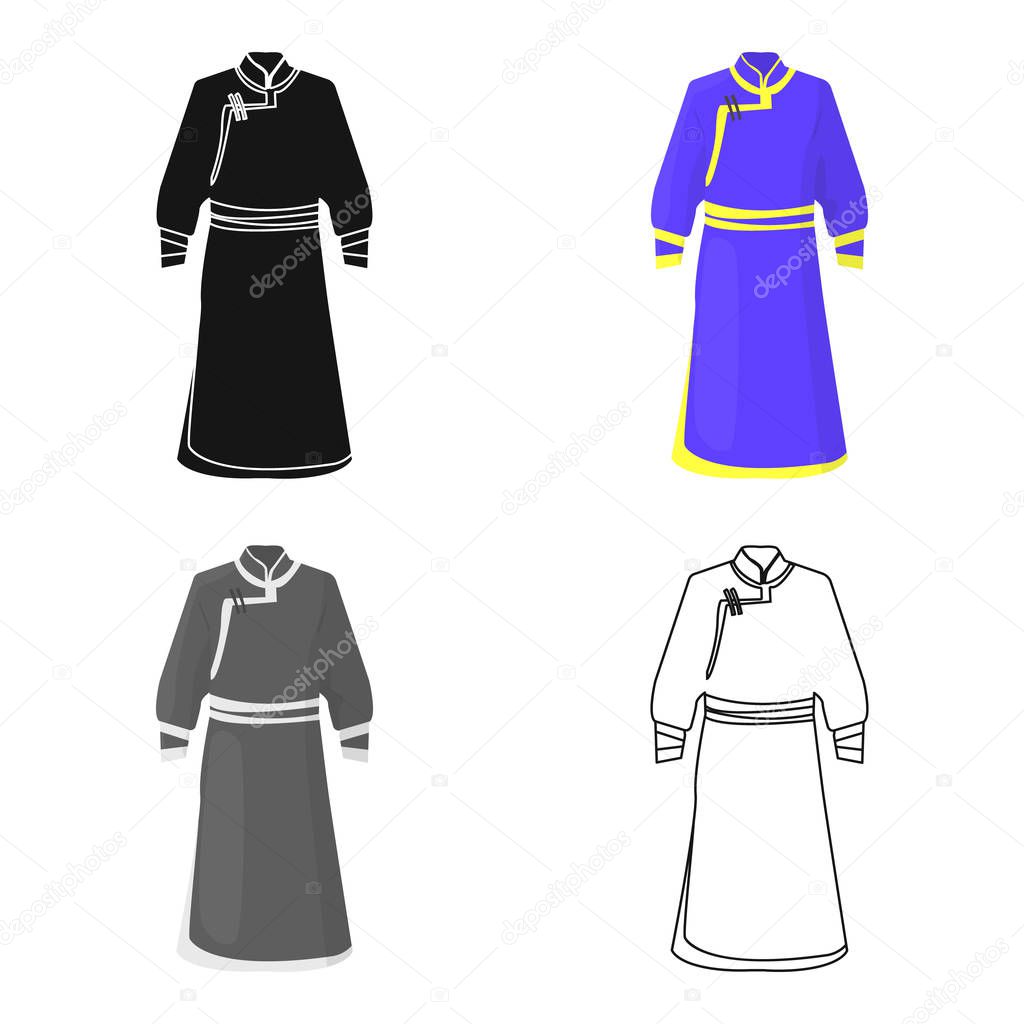 Blue Bathrobe of Mongolians.Fragment nominalnog clothes of Mongolia.Mongolia single icon in cartoon style vector symbol stock web illustration.