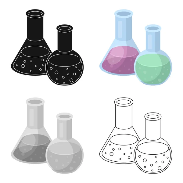 Lombikok reagensekkel. Kémia az iskolában. Kémiailag kísérletek. Iskola és az oktatás egyetlen ikon-ban rajzfilm stílusú vektor szimbólum stock illusztráció. — Stock Vector
