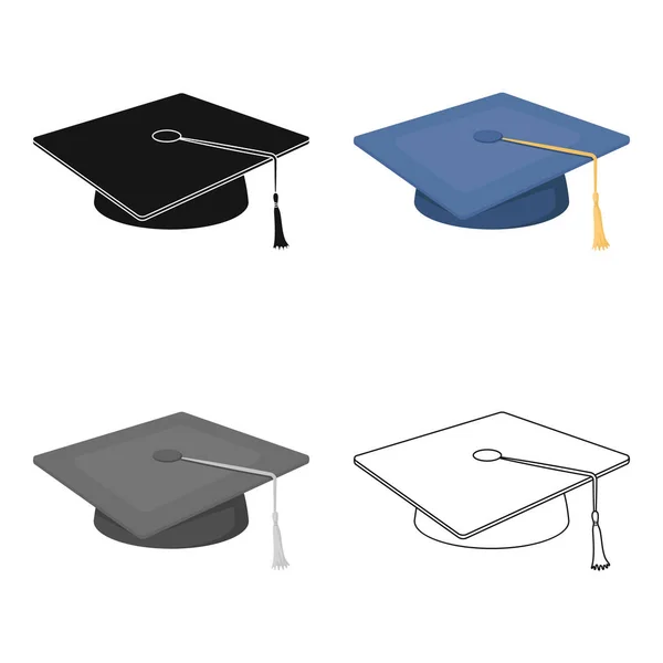 Blaue Baskenmütze mit einem Seil in der Mitte. Cap Student. Schuluniform. Schule und Bildung einziges Symbol im Cartoon-Stil Vektor Symbol Stock Illustration. — Stockvektor