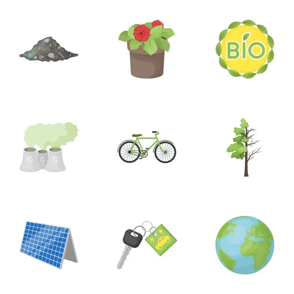 The ecology of the earth, the problems of ecology, ways to combat the ravages.Bio and Ecology icon in set collection on cartoon style vector symbol stock illustration. — Stock Vector