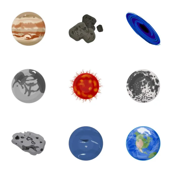 Planetas del sistema solar. Objetos cósmicos. Icono de planetas en colección de conjuntos en el estilo de dibujos animados vector símbolo stock ilustración . — Vector de stock