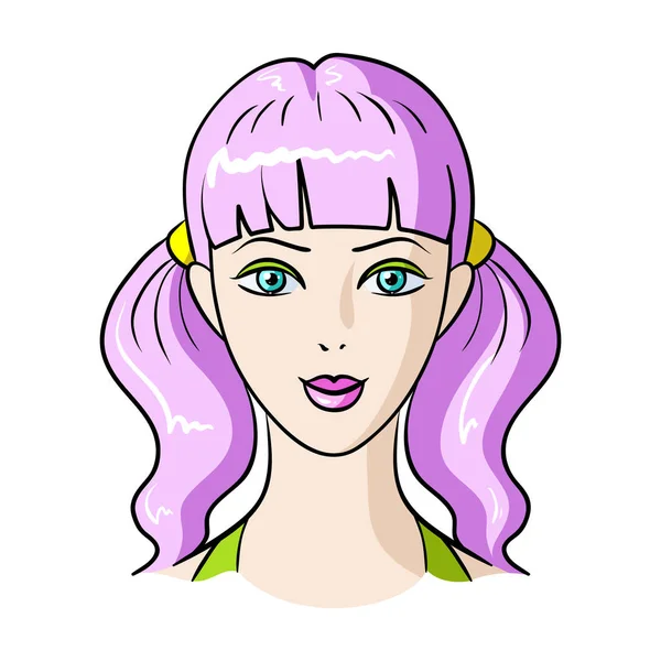 Avatar girl with pink hair.Avatar and face single icon in cartoon style rater, bitmap symbol stock illustration . — стоковое фото