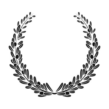 Çelenk zeytin dalı üzerinden. Zeytin simge siyah stil vektör simge stok çizim web içinde tek.