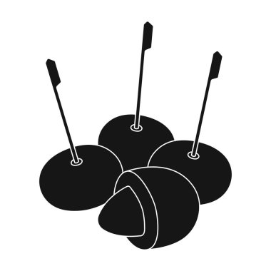 Zeytin bir taş bir sopa ile. Zeytin simge siyah stil vektör simge stok çizim web içinde tek.