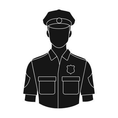 Policeman.Professions tek simge siyah stil vektör simge stok çizim web içinde.