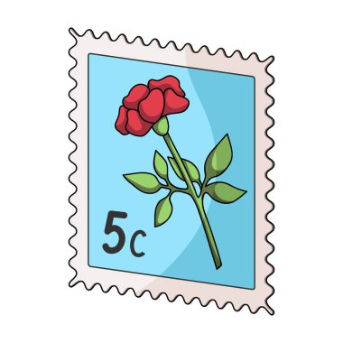 Posta Stamp.Mail ve postacı karikatür tarzı vektör simge stok çizim web tek simgesi.