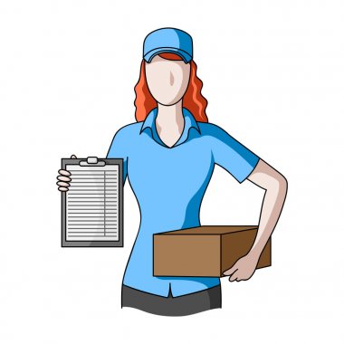 Posta kurye. Karikatür tarzı vektör simge stok çizim web posta ve postacı tek simge.