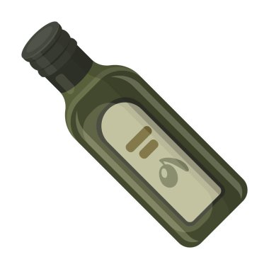 Bir şişe zeytinyağı. Zeytin karikatür tarzı vektör simge stok çizim web simgesinde tek.