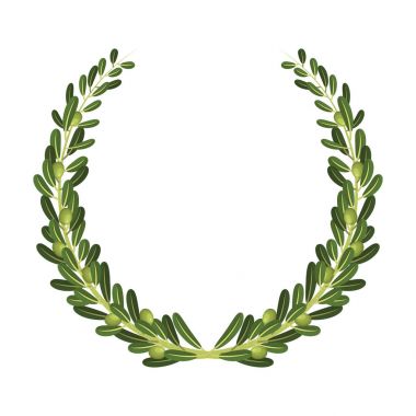 Çelenk zeytin dalı üzerinden. Zeytin karikatür tarzı vektör simge stok çizim web simgesinde tek.