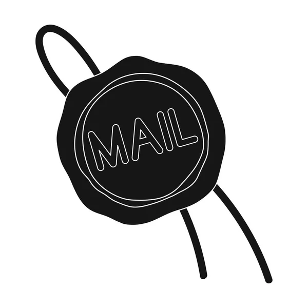 Sello de cera. Mail y cartero único icono en negro estilo vector símbolo stock ilustración web . — Vector de stock