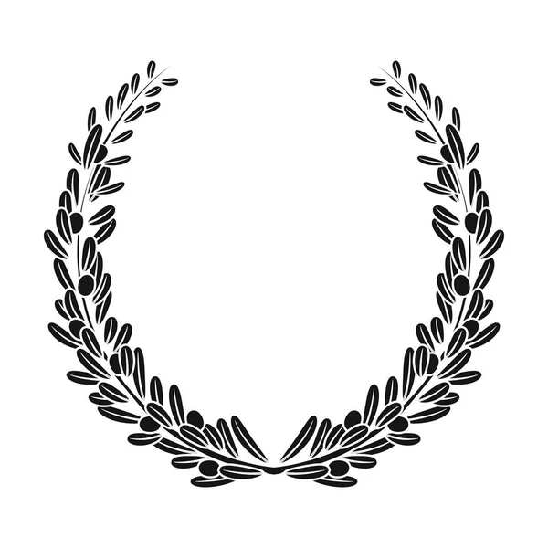 Corona de ramas de oliva.Aceitunas icono único en el vector de estilo negro símbolo stock ilustración web . — Vector de stock