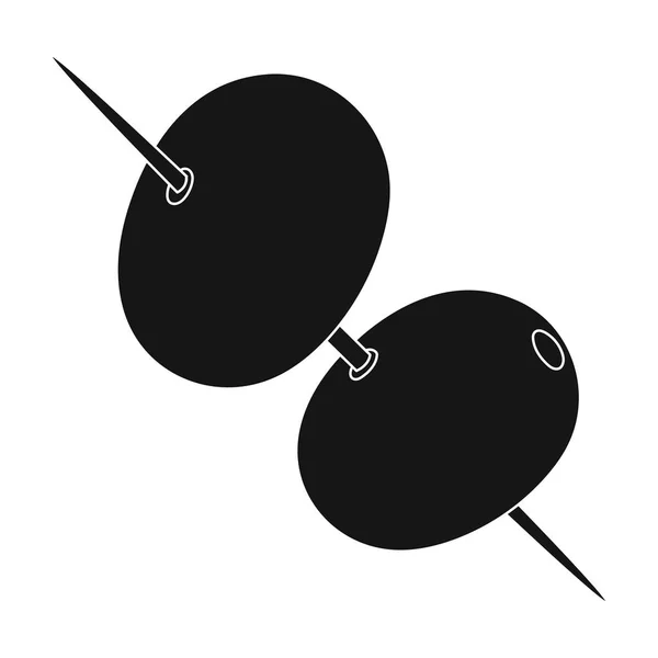 Svarta och gröna oliver på spett. Oliver enda ikonen i svart stil vektor symbol stock illustration web. — Stock vektor