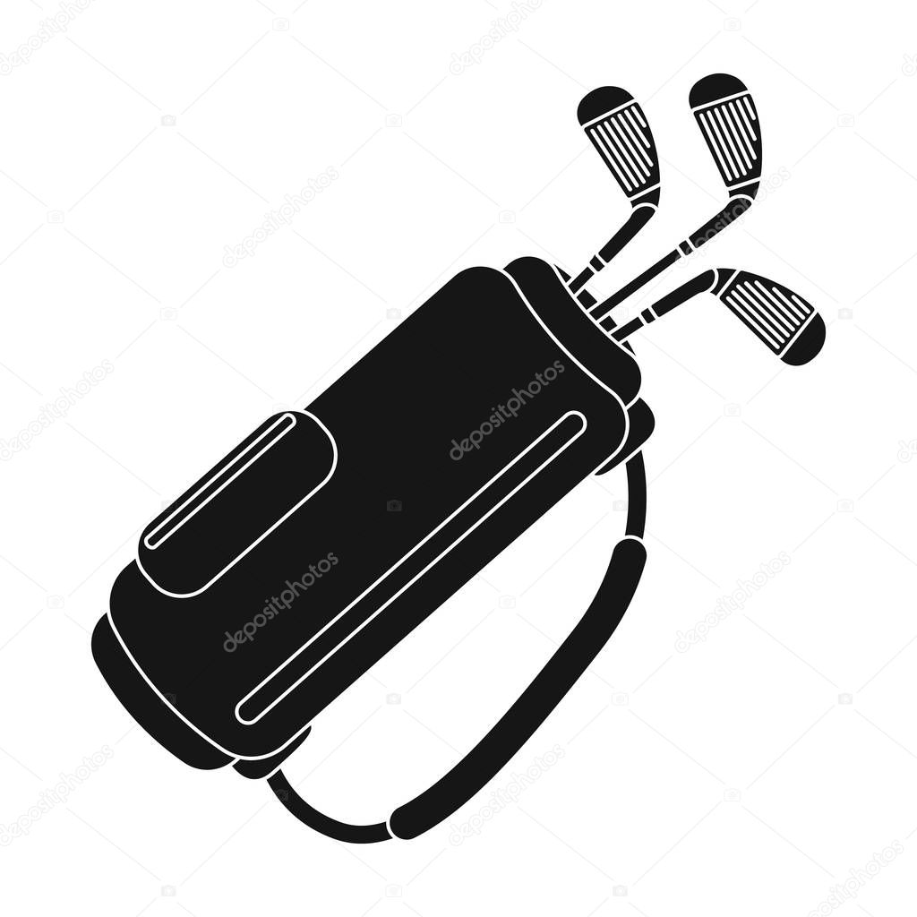 A bag with golf clubs.Golf club single icon in black style vector symbol stock illustration .