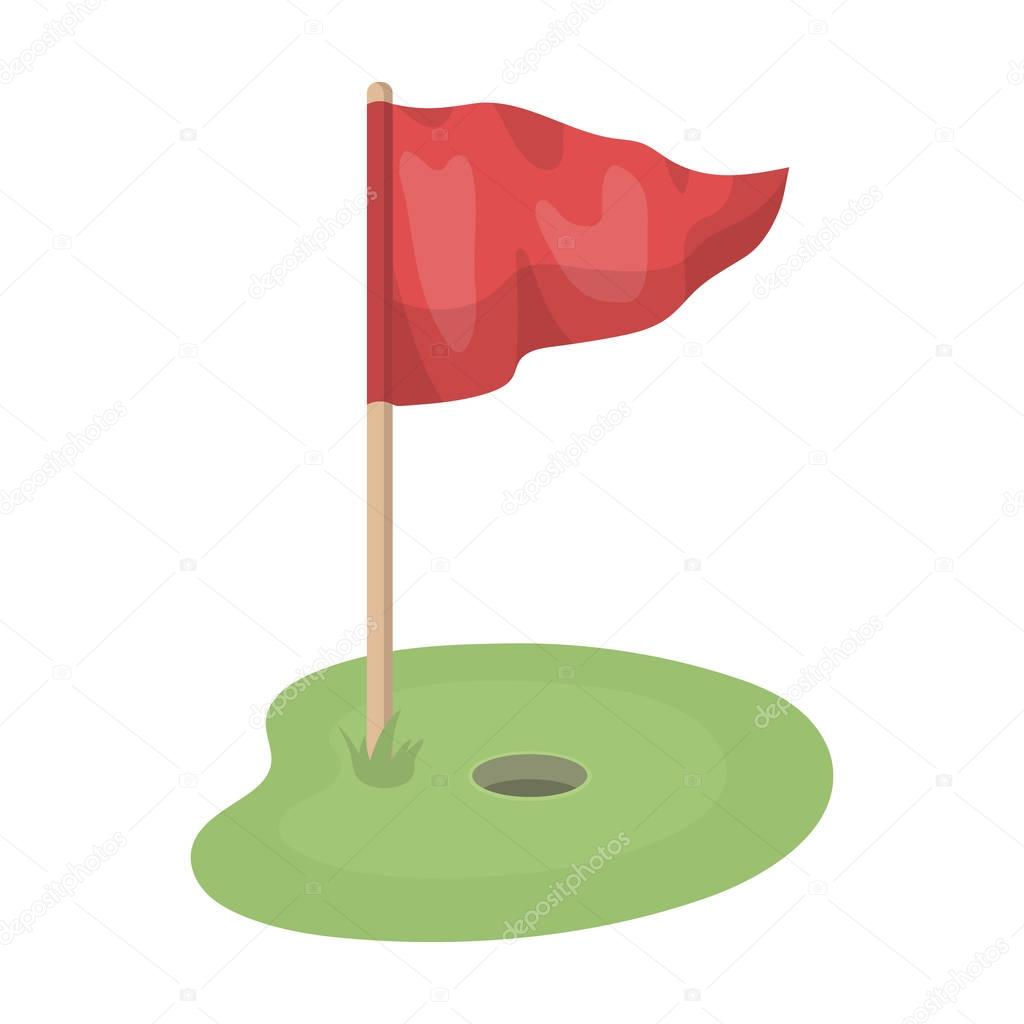 Flag and golf course.Golf club single icon in cartoon style vector symbol stock illustration .
