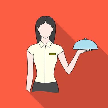 Garson kız. Meslekler düz stil vektör simge stok çizim web simgesinde tek.