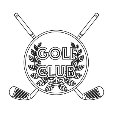 Golf kulübü'nün amblemi. Anahat stili vektör simge stok çizim web Golf Kulübü tek simge.