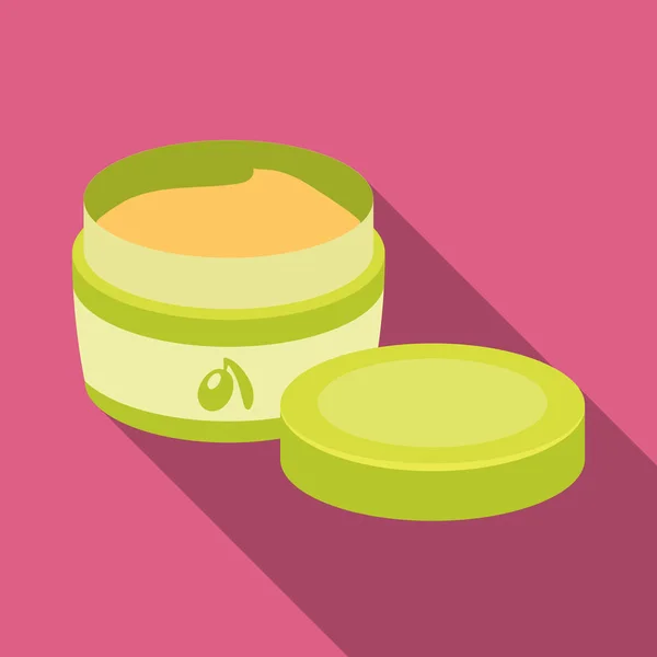 Una lata de crema de oliva.Aceitunas icono único en el estilo plano vector símbolo stock ilustración web . — Vector de stock