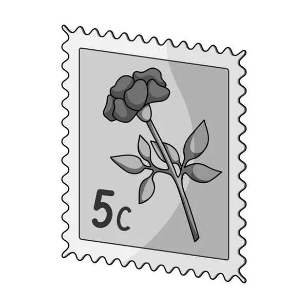Postage Stamp.Mail y cartero único icono en el estilo monocromo vector símbolo stock ilustración web . — Vector de stock