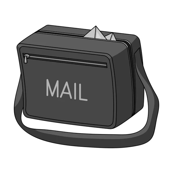 Postal bag.Mail and postman single icon in monochrome style vector symbol stock illustration web. — Stock Vector