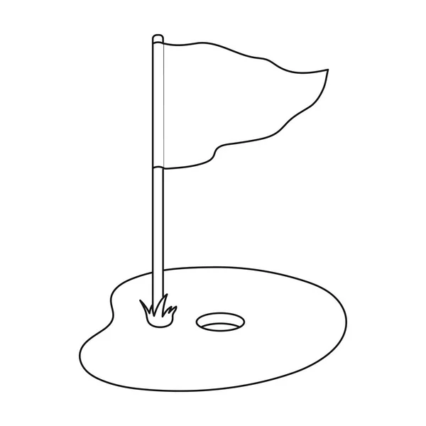 Прапор і поле для гольфу. Одиночна піктограма клубу Гольфа в контурному стилі Векторний символ стокової ілюстрації веб . — стоковий вектор