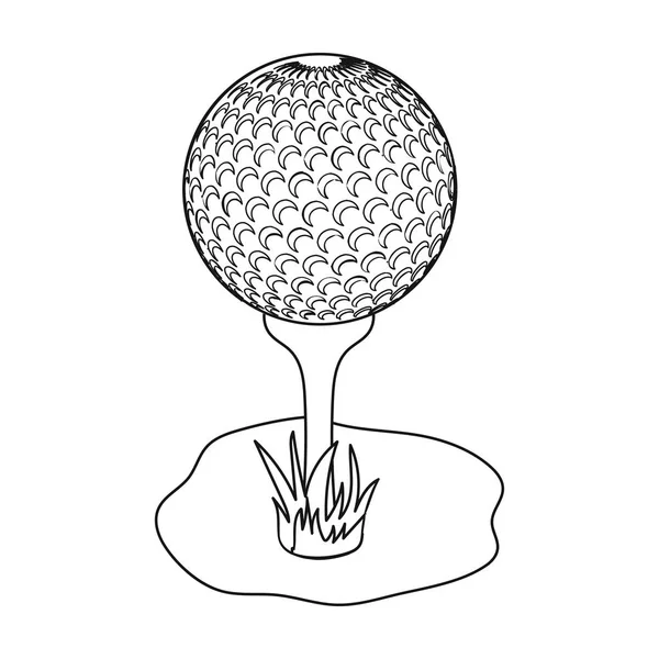 Golf ball on the stand.Golf club single icon in outline style vector symbol stock illustration web. — Stock Vector