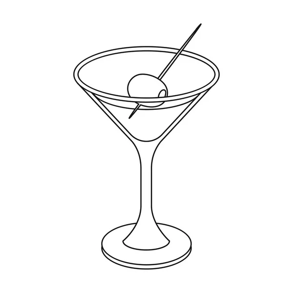 Kieliszek alkoholu z oliwek. Oliwki pojedyncza ikona w www ilustracji symbol wektor zarys styl. — Wektor stockowy