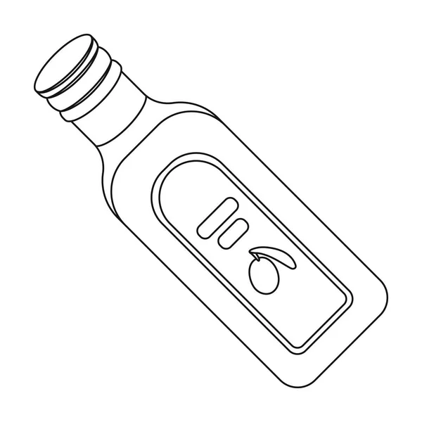 Bir şişe zeytinyağı. Anahat stili vektör simge stok çizim web simgesi zeytin tek. — Stok Vektör