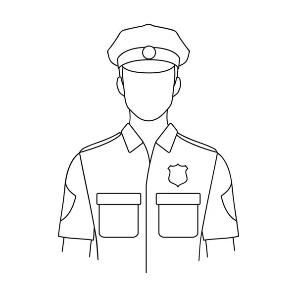 Policeman.Professions icono único en contorno estilo vector símbolo stock ilustración web . — Vector de stock