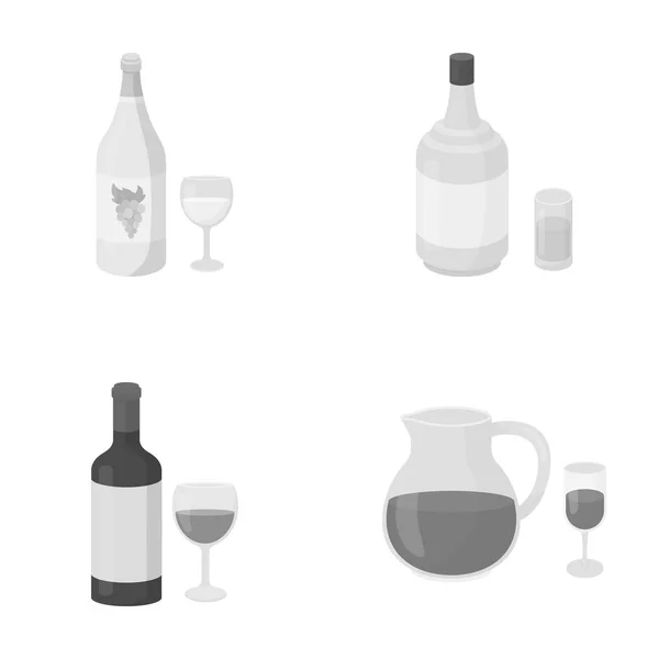 Vin blanc, vin rouge, gin, sangria.Alcohol set collection icônes en monochrome style vectoriel symbole illustration web . — Image vectorielle