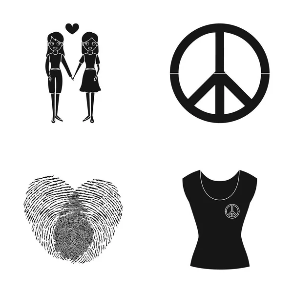 Λεσβίες, δακτυλικά αποτυπώματα, σημάδι, φόρεμα. Gayset συλλογή εικονιδίων σε μαύρο στυλ διάνυσμα σύμβολο μετοχής εικονογράφηση web. — Διανυσματικό Αρχείο