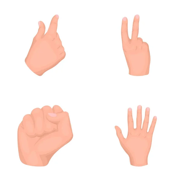 Відкритий кулак, перемога, нещасний. Ручний жест набір піктограм колекції в мультиплікаційному стилі Векторний символ стокової ілюстрації веб . — стоковий вектор