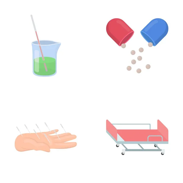 Solution, tablet, acupuncture, hospital gurney.Medicine set collection icons in cartoon style vector symbol stock illustration web.