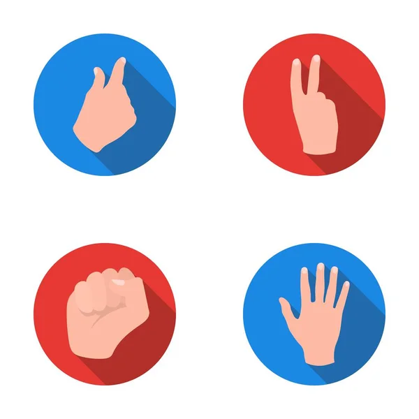 Open fist, victory, miser. Hand gesture set collection icons in flat style vector symbol stock illustration web. — Stock Vector