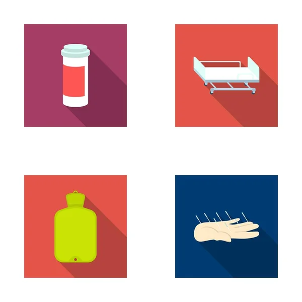 Heating pad, hospital gurney, acupuncture.Mtdicine set collection icons in flat style vector symbol stock illustration web.