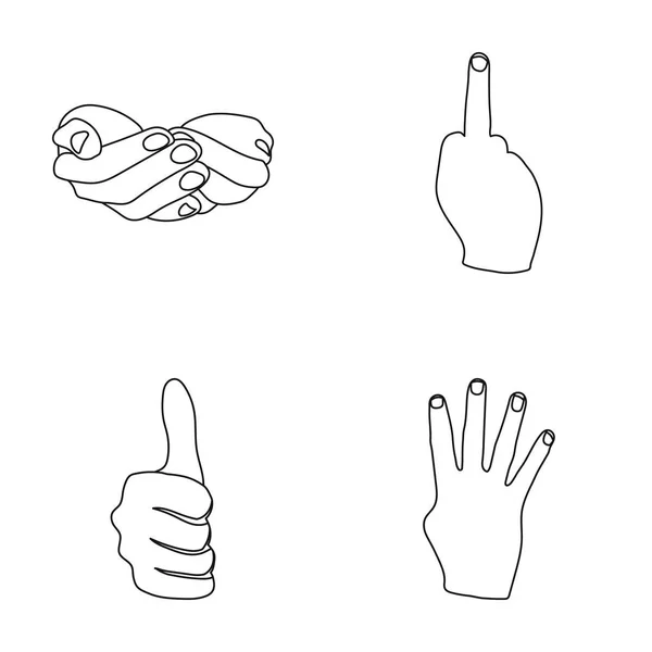 Palmeras juntas, grandes, sin nombre. Gestos de mano conjunto de iconos de colección en el contorno estilo vector símbolo stock ilustración web . — Vector de stock