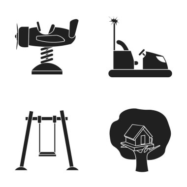 Bir bahar, değişim ve diğer cihazlar uçakta. Bahçesi toplama simgeler siyah stil vektör simge stok çizim web içinde ayarla..